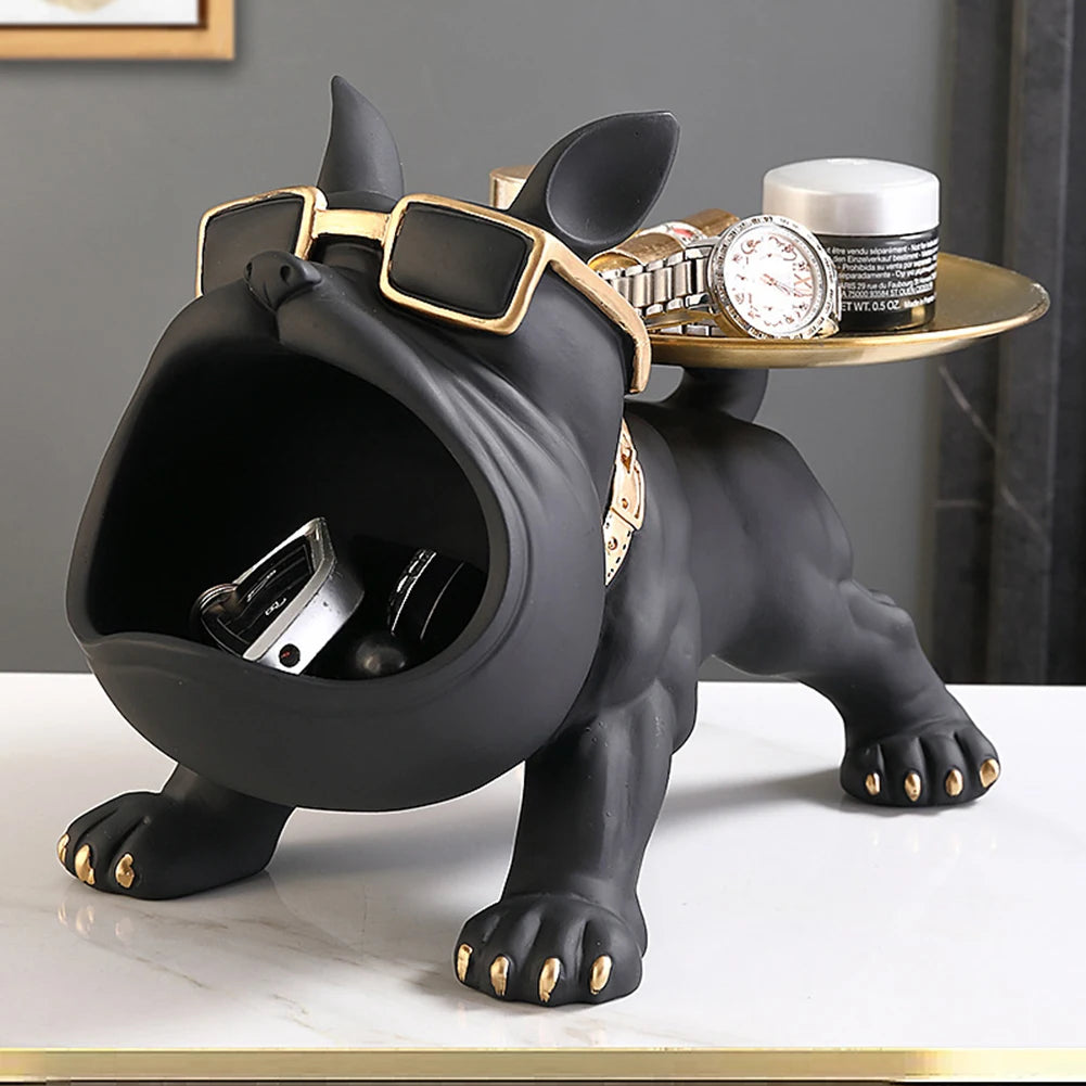 Bulldog Statue with Tray and Keys Holder For Dog Lovers